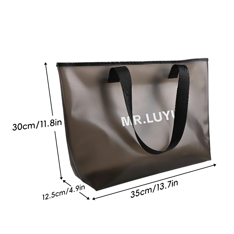 MR.LUYU متجمد الأسود حقائب السباحة حقيبة نسائية صغيرة أكياس واضحة سعة كبيرة مقاوم للماء سميكة بولي كلوريد الفينيل الشاطئ تخزين حقيبة يد حقيبة الكتف