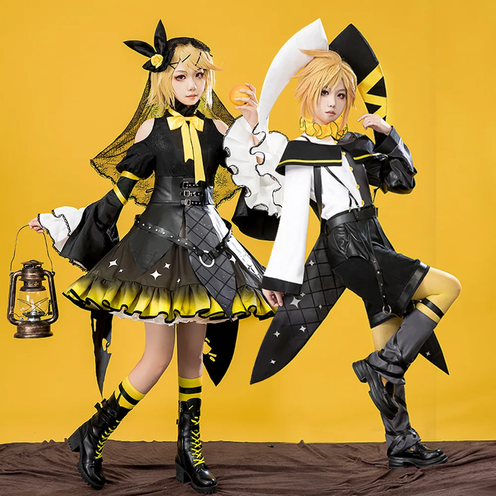 Hatsune Miku Kagamine Rin Kagamine Len Anime Cosplay Costume Girl Women School Uniform Dresses Halloween Loli Clothing