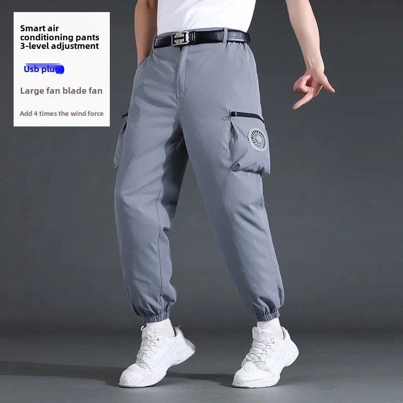 USB Fan Cooling Pants Men's Summer Heat Prevention Air Conditioning Trousers Outdoor Welding Building Refrigeration Work Pants