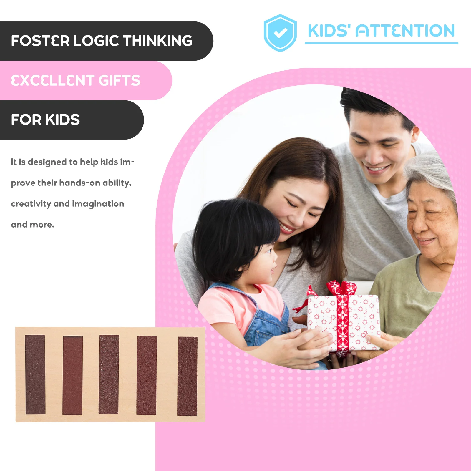 

1pc Touch Sense Plate Wooden Montessori Educational Kids Sensory Board For Toddlers Baby Motor Skills Learning Plaything Wooden