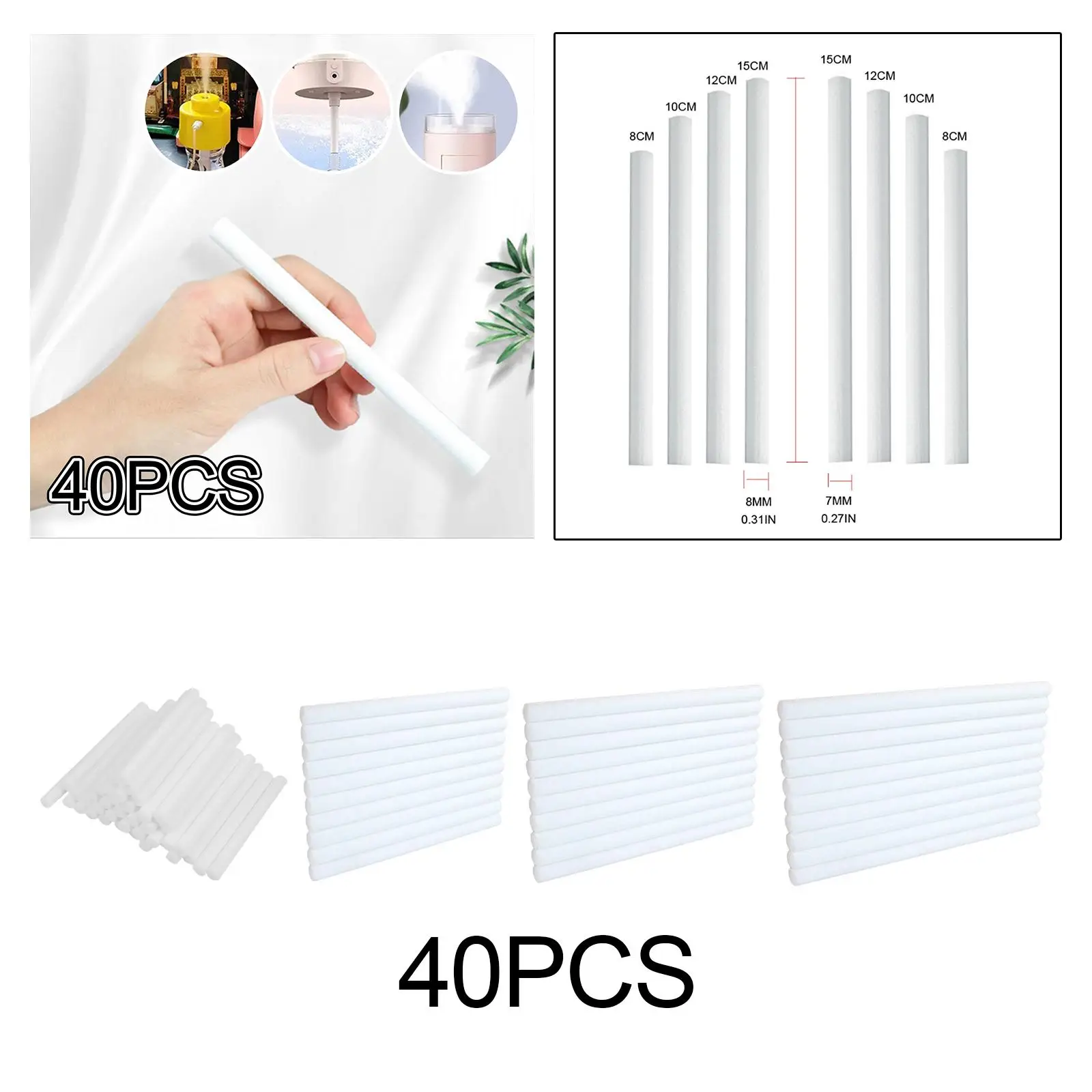 40 pçs umidificador varas filtro umidificador recarga varas umidificador suprimentos para umidificadores pessoais portáteis no escritório