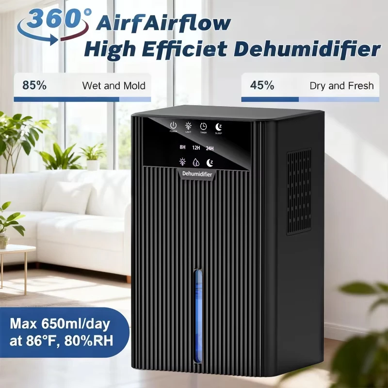 Déshumidificateur Compact Portable pour Absorption d'humidité Purification de l'air Séchage Anti-humidité Salon Petit déshumidificateur