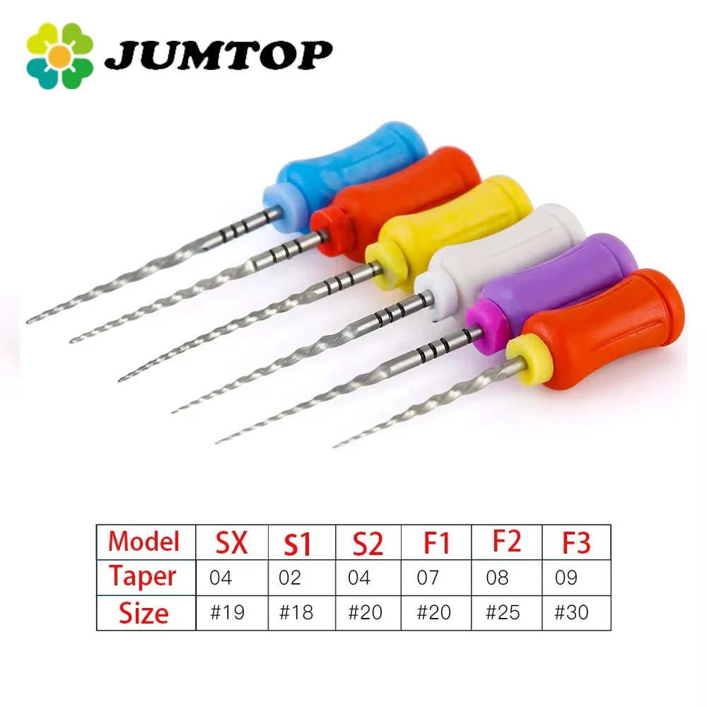 

6Pcs JUMTOP Dental Endodontic NiTi Hand Use File Heat Activated Rotary Files SX-F3 21/25mm Root Canal Super Files