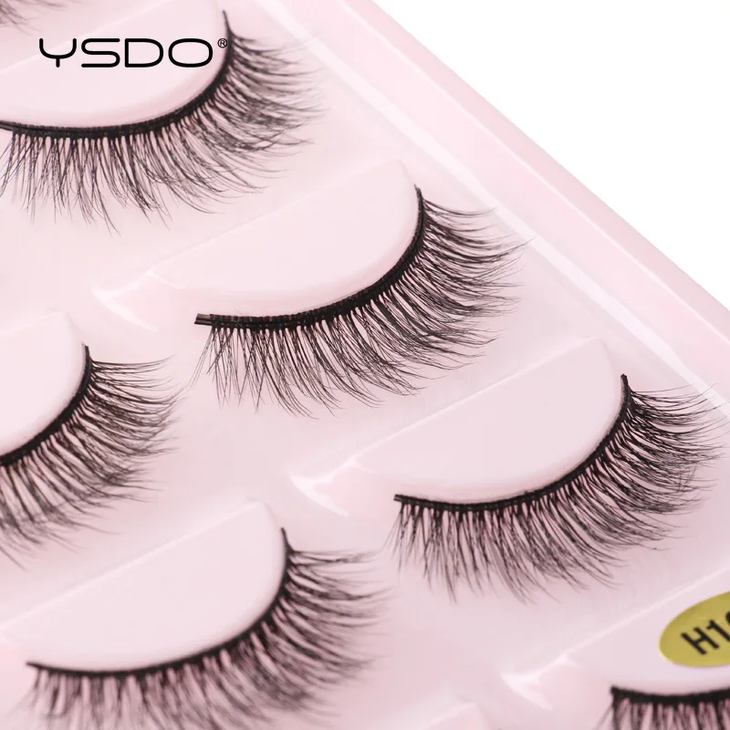 YSDO Faux Cils 3/5 par sztucznych rzęs Wispy Fluffy wielokrotnego użytku Cat False Eyelashes Make up Tool Natural Long 3D Fake Lash extension