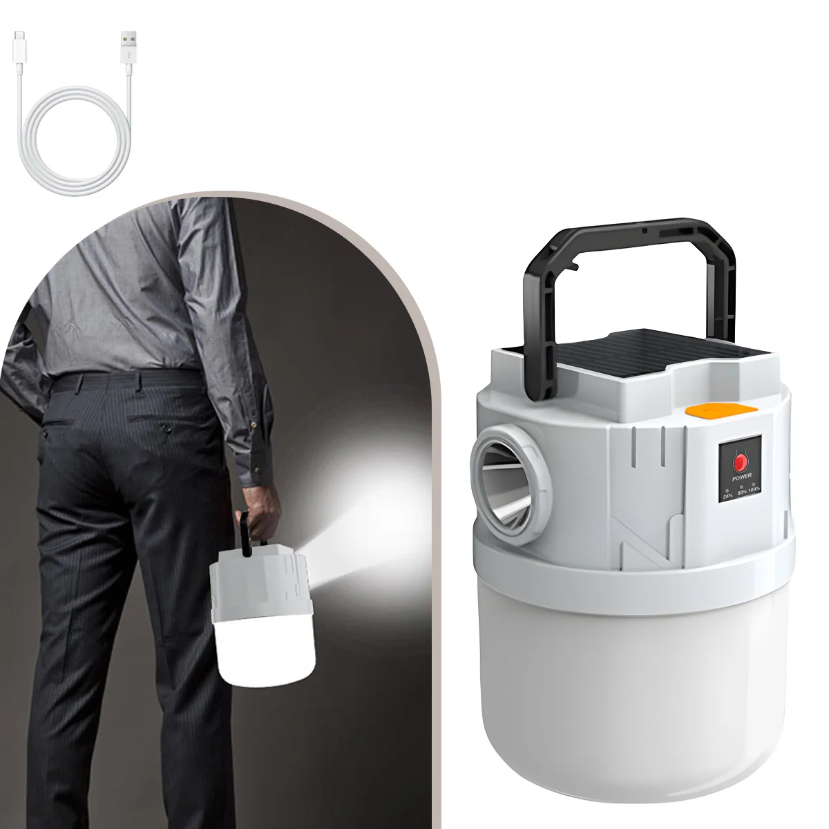 Portable LED Emergency Bulbs 4-Speed Adjustable Tent Lights USB and solar charging Hanging Energy Saving Lights for Camping