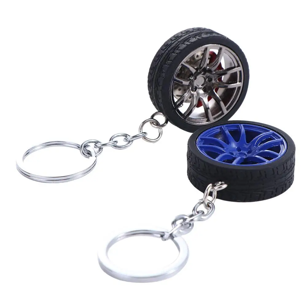 Simulation Tire Car Wheel Keychain Simulation 3D Tire with Brake Disc Rubber Tire Keyring Silicone Auto Wheel Key Accessories