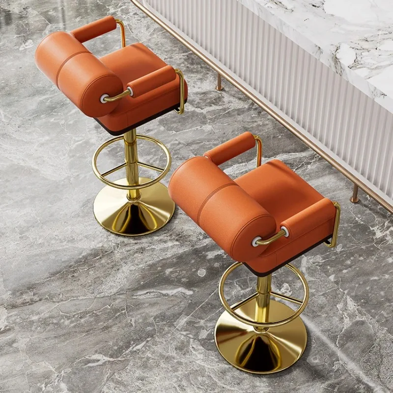 

Bar Chair Home Tall Nordic Metal Luxury Gold Kitchen High Leather Modern Cheap Furniture Stools Bar Chair