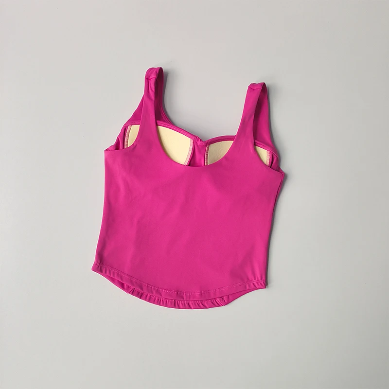 Hochfestes Rücken-Fitness-Tanktop, Damen-Lauf-Sport-BH, stoßdämpfend, hochelastisch, mit Raffung, Nude-Yoga-BH, zum Tragen über der Kleidung – Detail 6