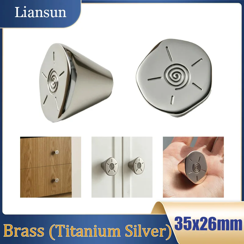 1/2/4/6PCS Creative Carved Retro Style Cabinet Handle Solid Brass Drawer Handle Titanium Silver Unique Design Furniture Handle