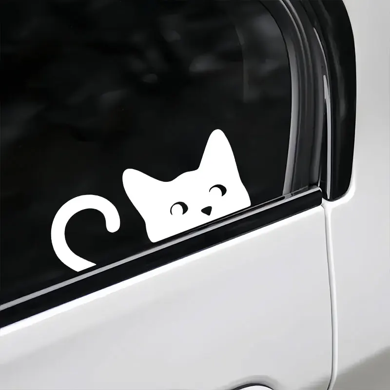 1Pc Cute Kawaii Cat Vinyl Sticker, Waterproof Decal for Motorcycle Fairing Fuel Tank Car Scooter Decor