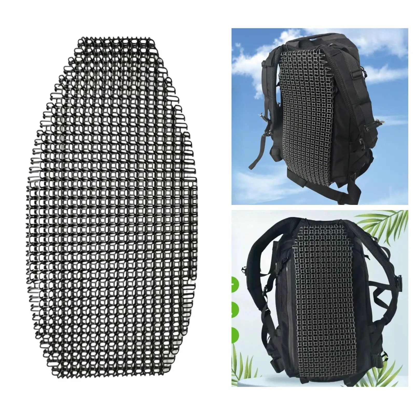 Ventilated Backpack Spacer HDPE Black Durable Airflow Cushion Adjustable Trim Pad for Camping Trekking Daily Use