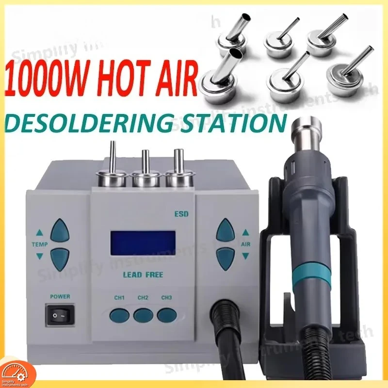 861DW 1000W Heat Gun Soldering Station Lead Free Hot Air Rework Station with Microcomputer Temperature Control and 7