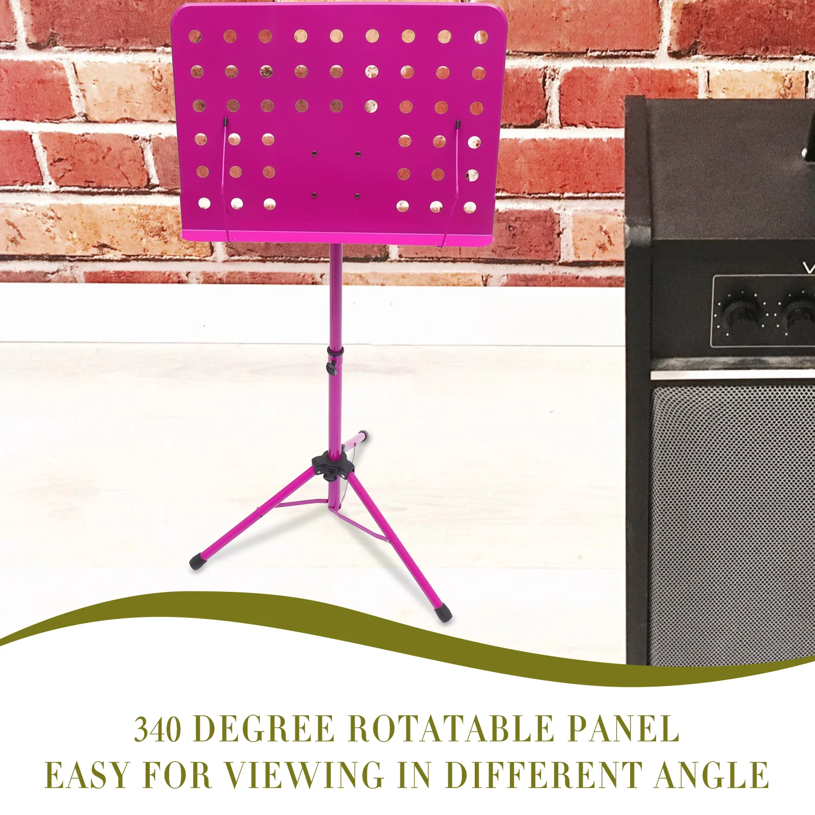 

Foldable Music Stand Tripod Paper Score Holder Fully Adjustable Height Multi Angle 340 Degree Rotatable Lightweight