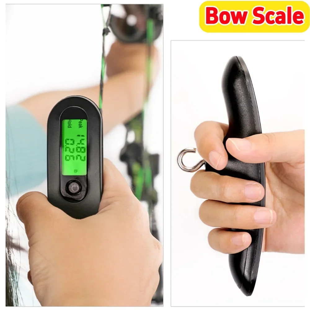 Archery LED Bow Scale 110lbs Draw Weight Weighing Tool Dynamometer Measuring Instrument Hunting Shooting Compound Recurve Bow