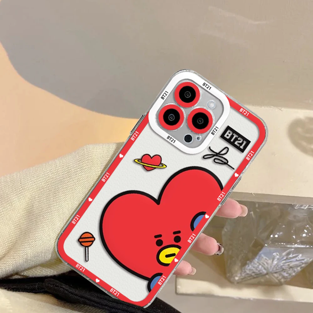 Cartoon Kpop B-BT-21S Phone Case For Samsung S25 S24 S23 S22 S21 S20 FE Note20 Note10 Plus Ultra Lite 5G Clear Soft TPU Cover