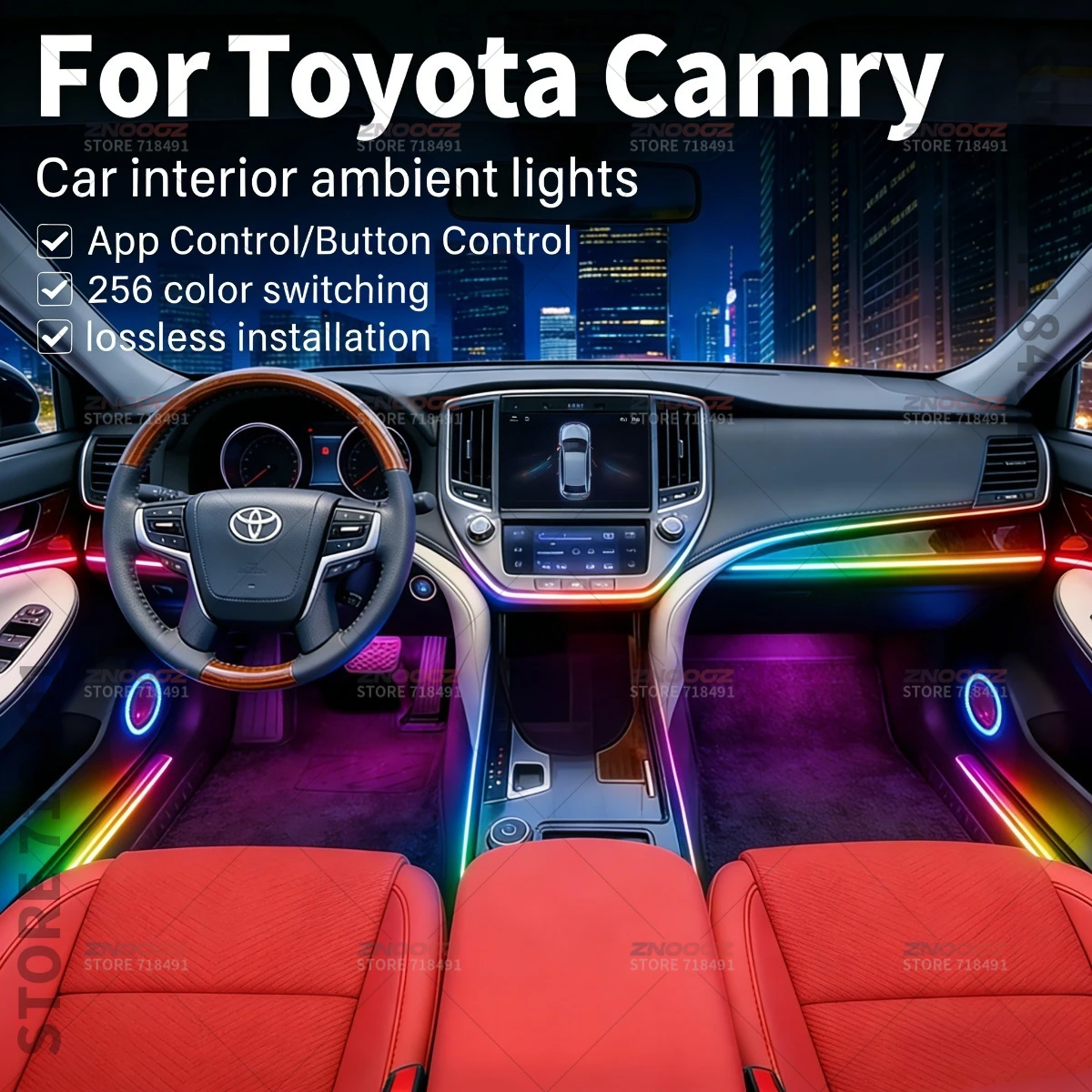 

22в1 RGB интерьер автомобиля акриловые автомобильные окружающие освещение RGB скрытая акриловая полоса украшения атмосферные аксессуары для Toyota Camry