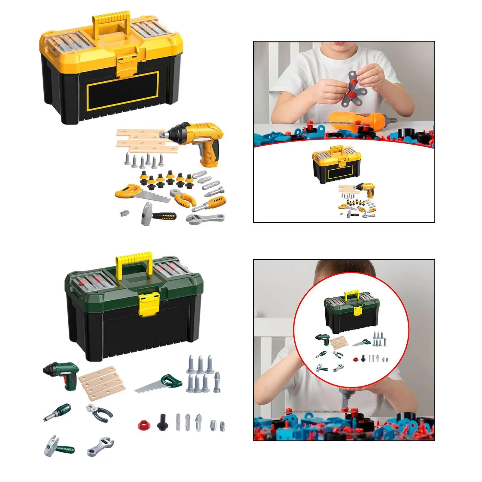 35x Electronic Toy Drill Tool Box Kids Tool Set for Ages 3 4 5 6 7 8