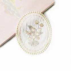 Beautiful Lily of The Valley Embroidery White Polyester Oval Shape Embroidery Pillowcase Curtain Sewing Accessories
