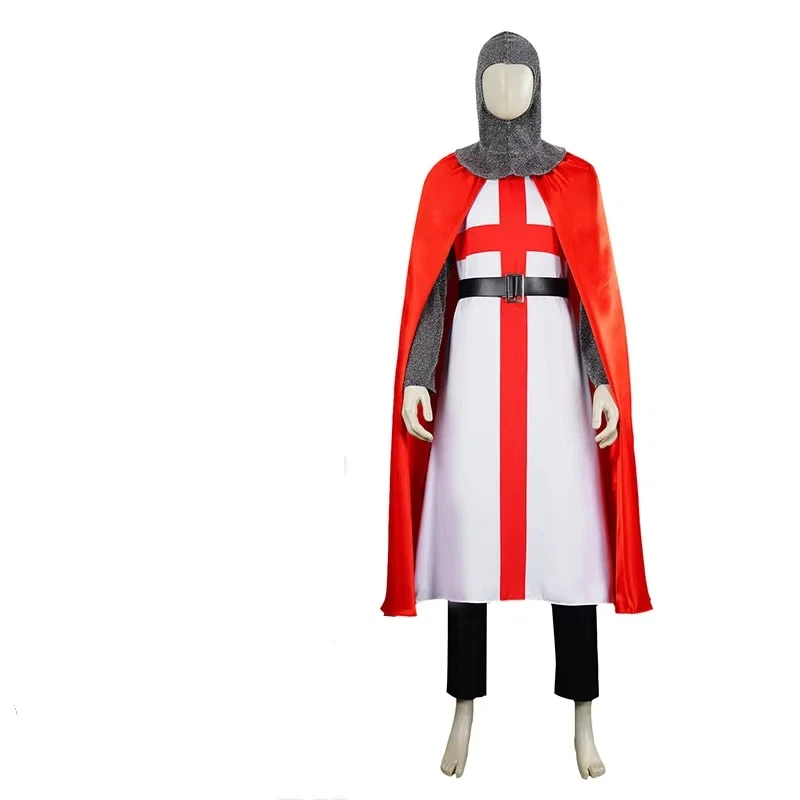 

2025 Adult Knight Costume Euro Football Men Fancy Dress Up Medieval War Crusader Military Uniform Costume for Man