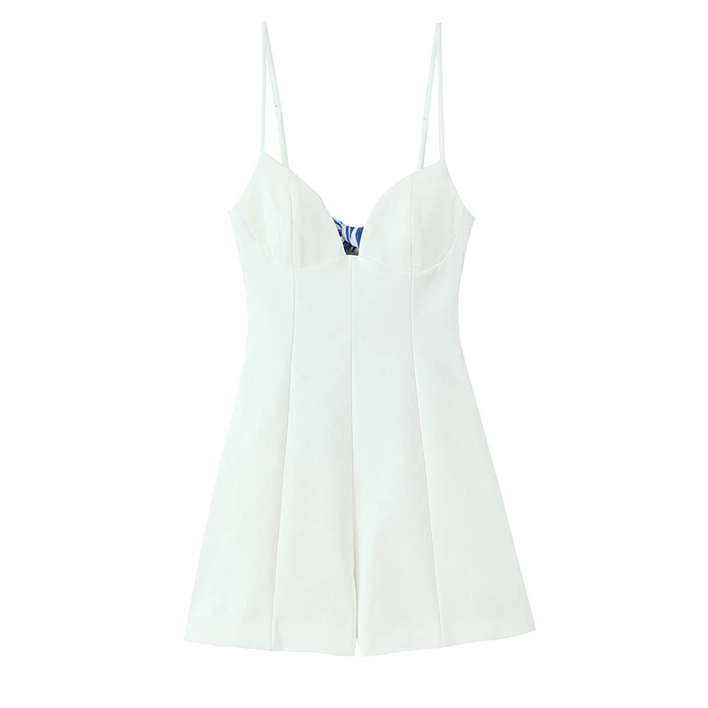 

Willshela женские модные белые мини-комбинезоны с открытой спиной и бантом на молнии на шнуровке, винтажные женские шикарные комбинезоны без рукавов на тонких бретелях