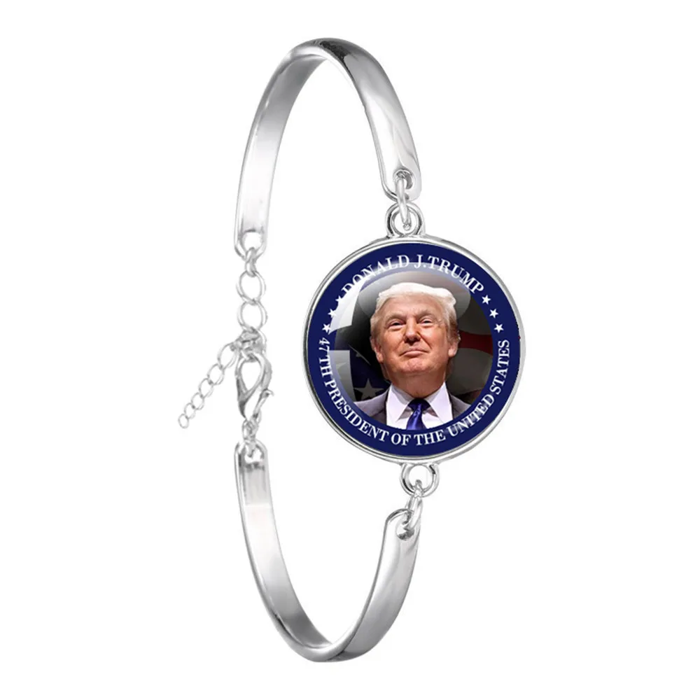 Trump 2024 Flag Bracelet Save America Again Round Glass Vintage Bracelet Gifts For Women And Man Jewelry