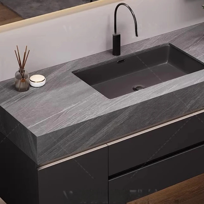 Bathroom cabinet combination rock slab seamless under the stage ceramic integrated basin toilet washstand hand washbasin cabinet
