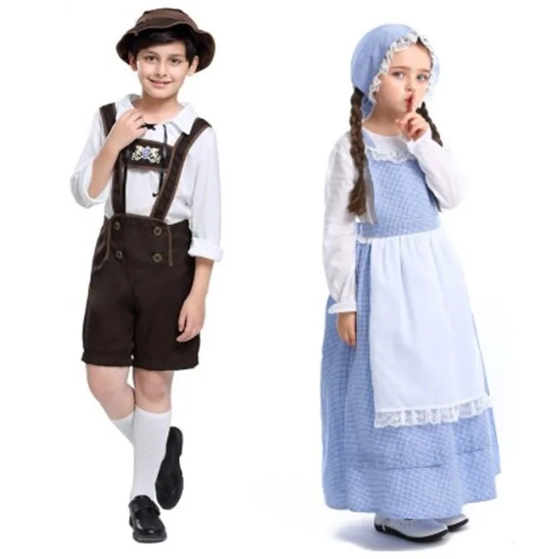 Traje Nacional Infantil para Apresentações, Roupa Étnica para Meninos e Meninas, Estilo Fazenda/Vinícola, para Alunos e Crian...