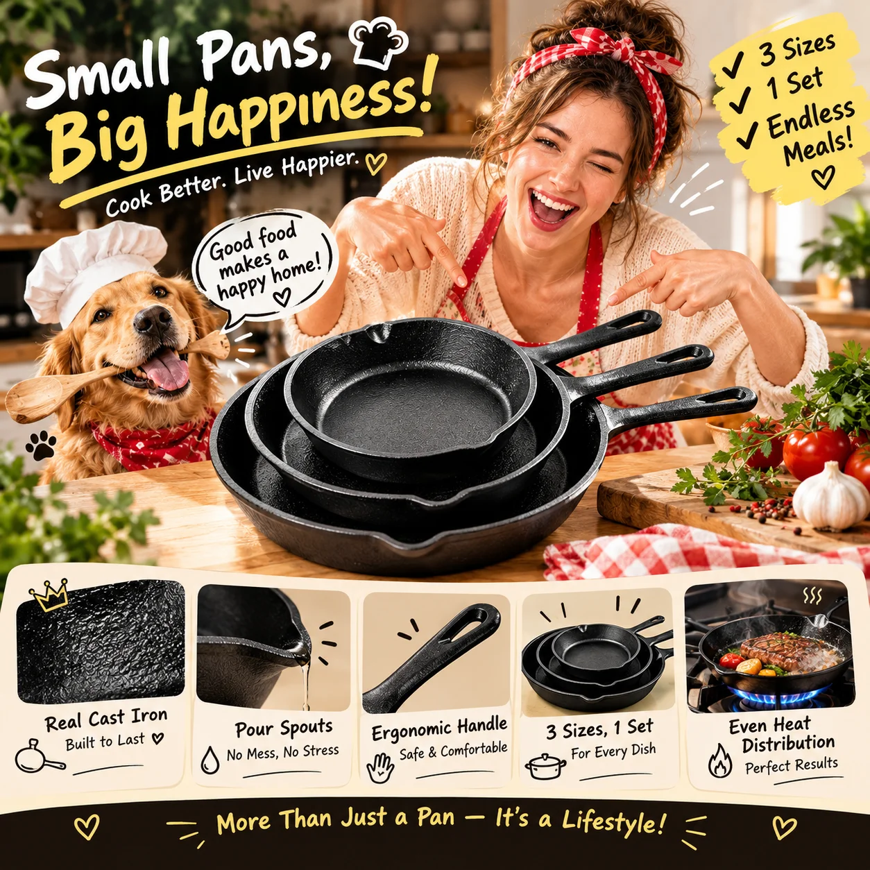3-częściowy zestaw żeliwnych p – Cast Iron Skillet recenzja i cena