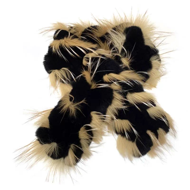 Winter Knitted Genuine Rex Rabbit Fur Knit Scarf with Fox Trim CX-S-115