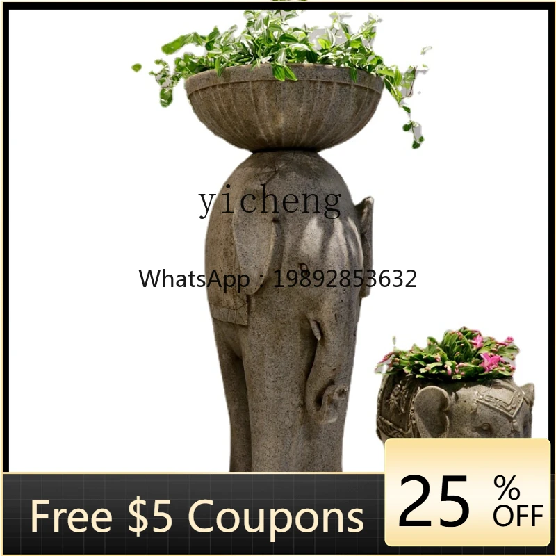 AB  Elephant Flower Pot Succulent Animal Garden Layout Outdoor Courtyard Large Landscape Elephant Floor Ornaments Decoration