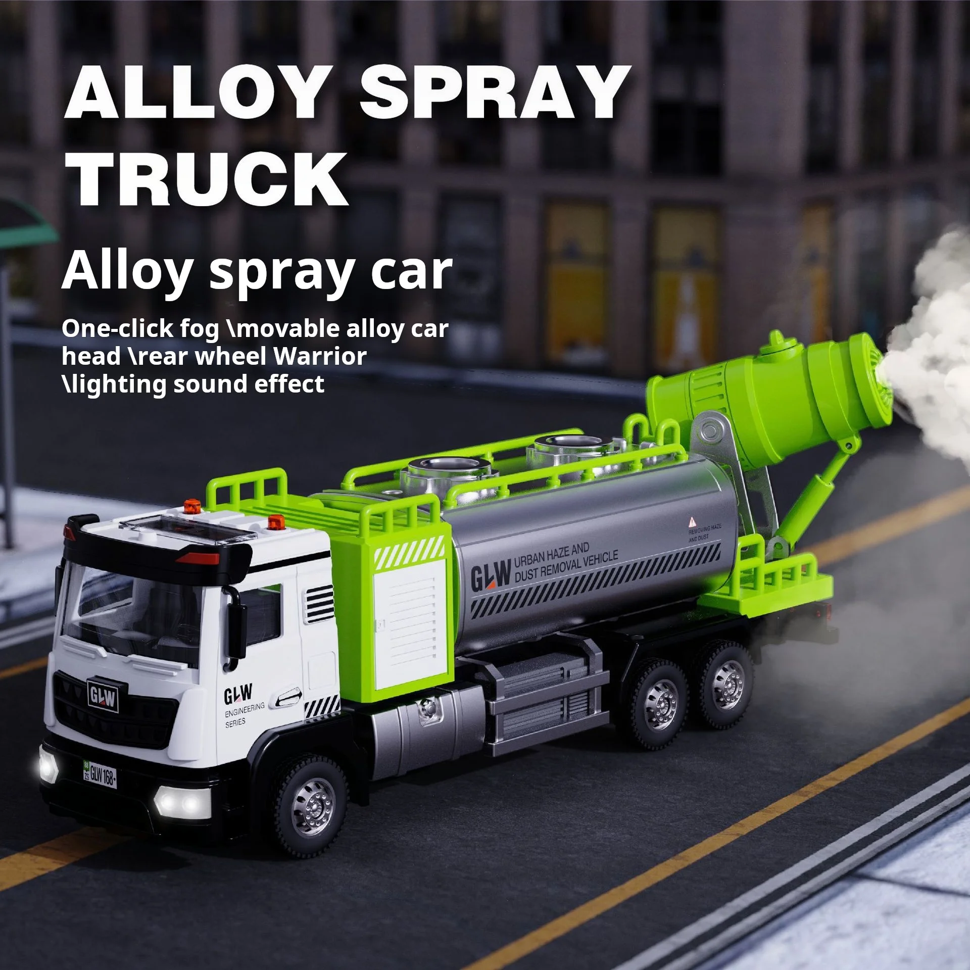 

1:40 City Garbage Truck Model Simulation Diecast Water Tanker Sanitation Vehicle Sound and Light Toys for Children Gift