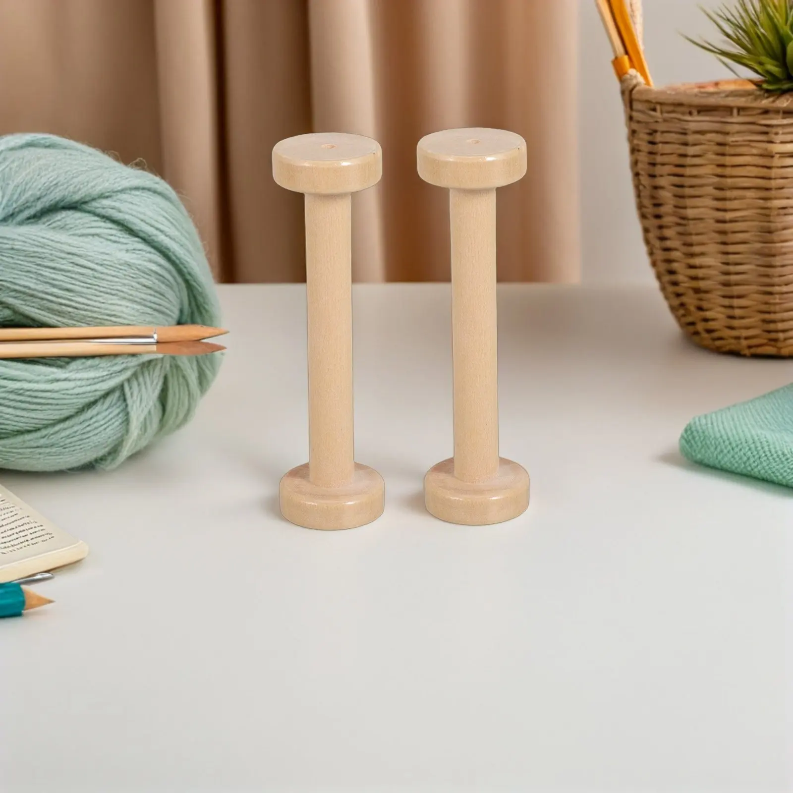 

Set Of 5 Natural Wooden Craft Spools Paintable Khaki Reels Vintage-Style Holders For Ribbon Jewelry Chain And Cables Natural
