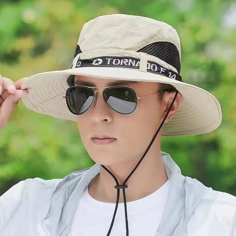 Summer sunshade sunscreen fishing  men's hat mountaineering outdoor sun hat breathable sun hat men's big brim