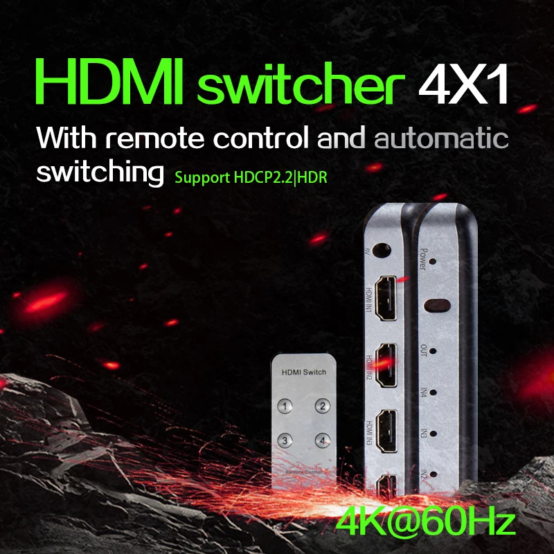 

hdmi automatic 4 output Switcher 4K 4x1 3x1 HDMI Switcher Video Converter 4 IN 1 Out for PS3 PS4 DVD Computer PC To TV Monitor