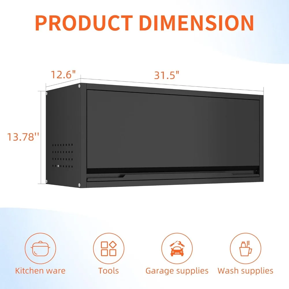 Настенный шкаф для хранения в гараже с откидной дверью, высота 13,8, подвесной шкаф для инструментов для организации гаража