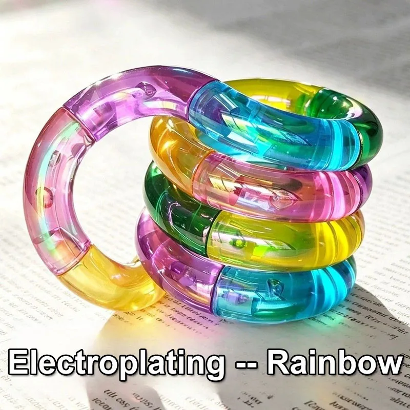 1/3/5pcs Electroplated Deformation Rope Knot Pressure Stress Relief Toys Multi-color Twist Deformable Rope Anti Stress Toys