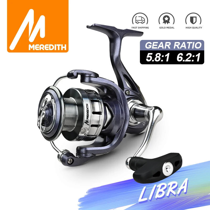 MEREDITH LIBRA High Strength Body Spinning Fishing Reel 18KG Max Carbon Washer Drag  7+1BBs 5.8:1 or 6.2:1 High Speed Ratio