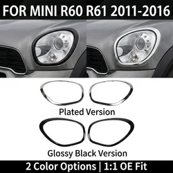 2PCS/1PC Gloss Black/Chrome Headlight Trim Bezel For MINI Cooper R60 R61 2011-2016 OE 51139801573 51139801574