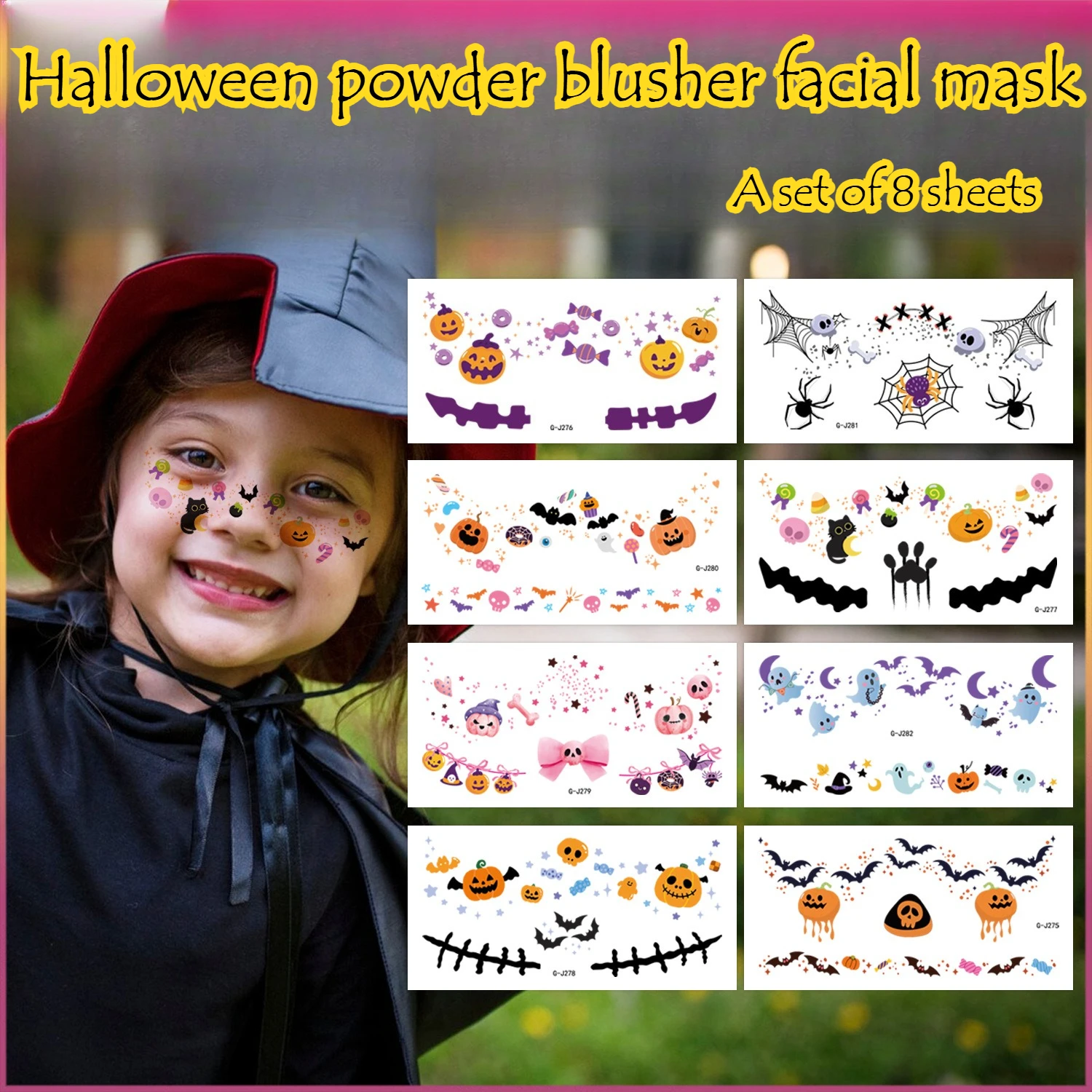 

8 шт., Хэллоуин, забавный паук, тыква, татуировка для лица, макияж, вечерние татуировки для взрослых и детей, наклейки