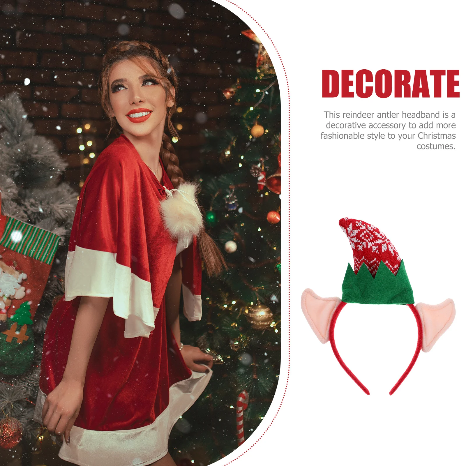

Christmas Antler Headband Reindeer Universal Fit Lightweight Xmas Hair Hoop Christmas Party Headband Holiday Supplies