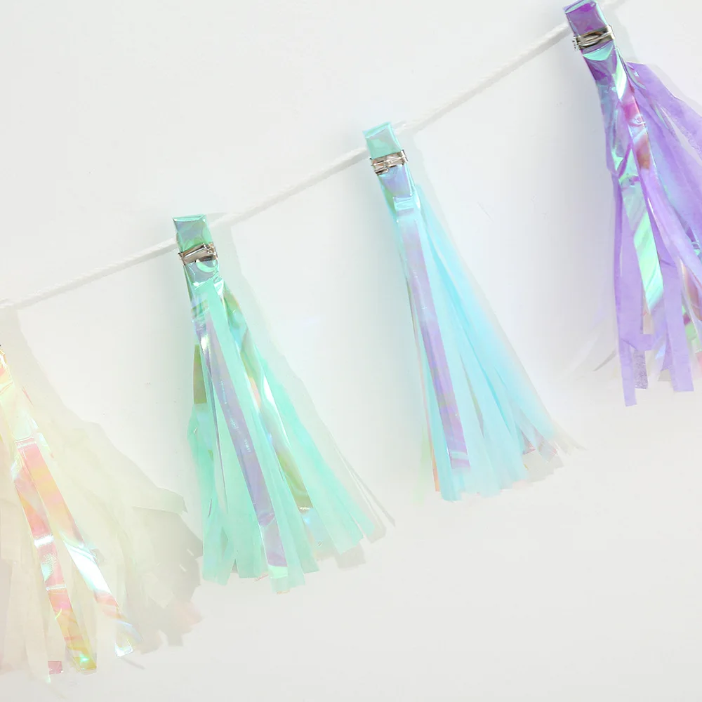 12pcs/set Colorful Tassel String Birthday Party Tassel Garland Hanging Ornament Wedding Supplies Unicorn Mermaid Party DIY Decor