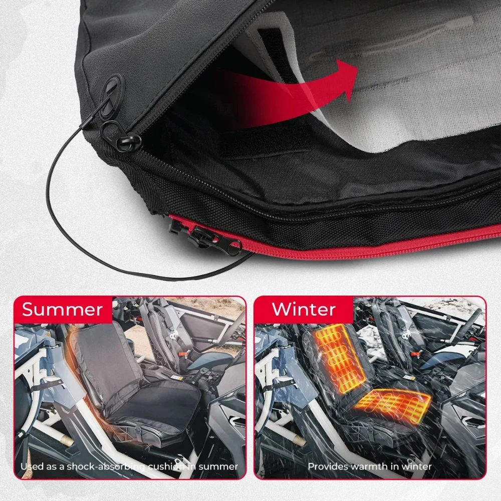 KEMIMOTO Tragbares 12 V beheiztes Sitzkissenpolster mit 3 Wärmestufen, universeller Stuhlbezug für UTV, ATV, Outdoor, Jagd, Camping