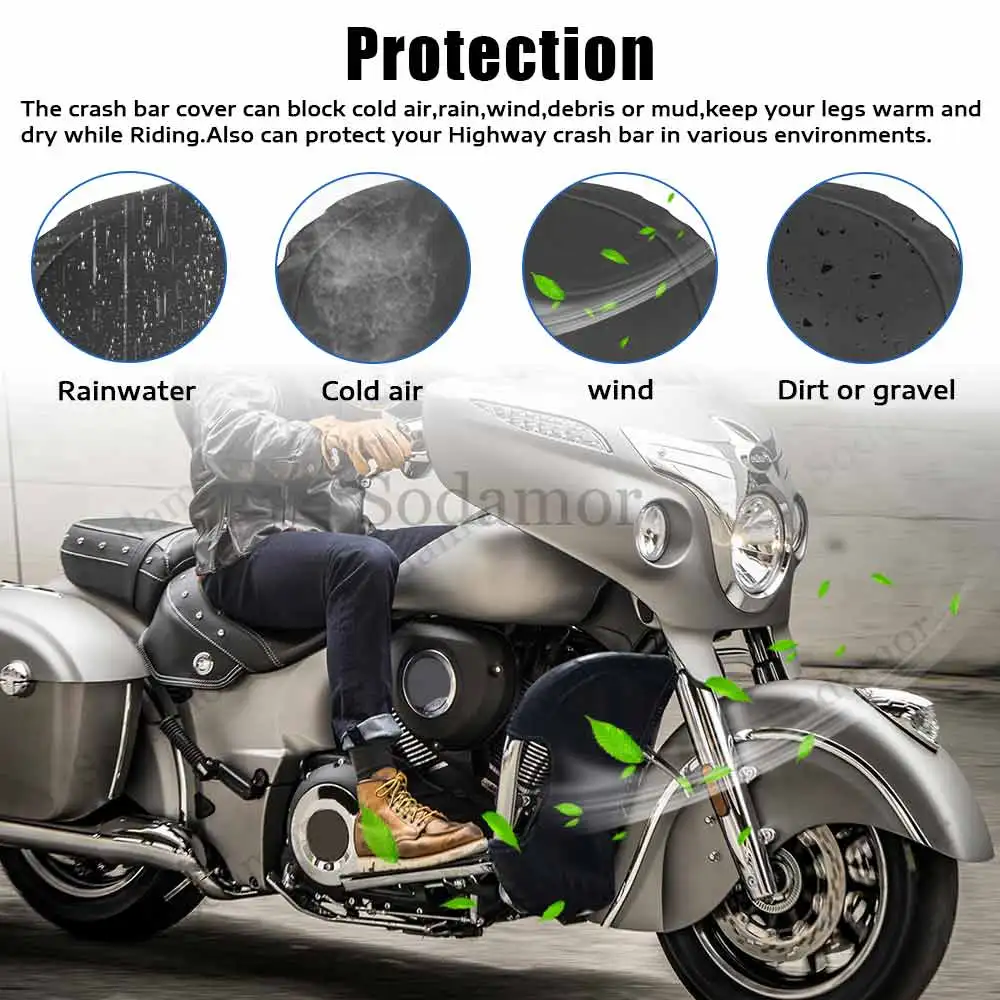 For Indian Chief Vintage Chieftain 2014+  Motorcycle Highway Crash Bar Lowers Chaps Leg Warmer Wind Deflectors Engine Guard Bags view 6