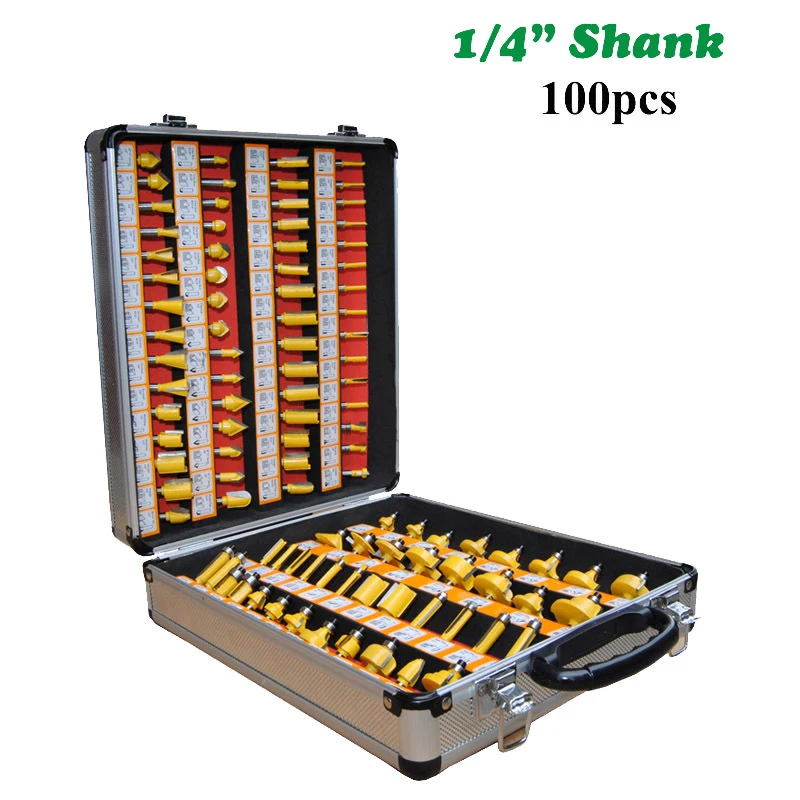 Hot Selling 6.35 mm Shank Milling Cutter Set Carving Machine Milling Cutter Cove Bit 100 Pieces Milling Cutter