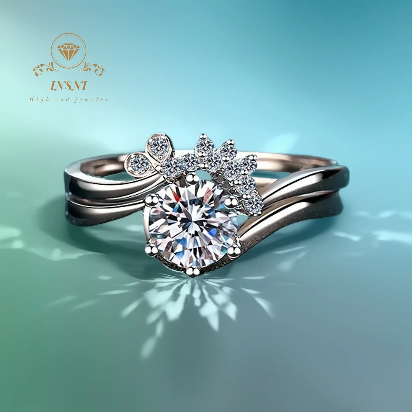 

0.8 Ct S925 Silver Double Band Moissanite Ring Set Platinum Plated Bohemian Vintage Style Certified Free Gift For Women jewelry