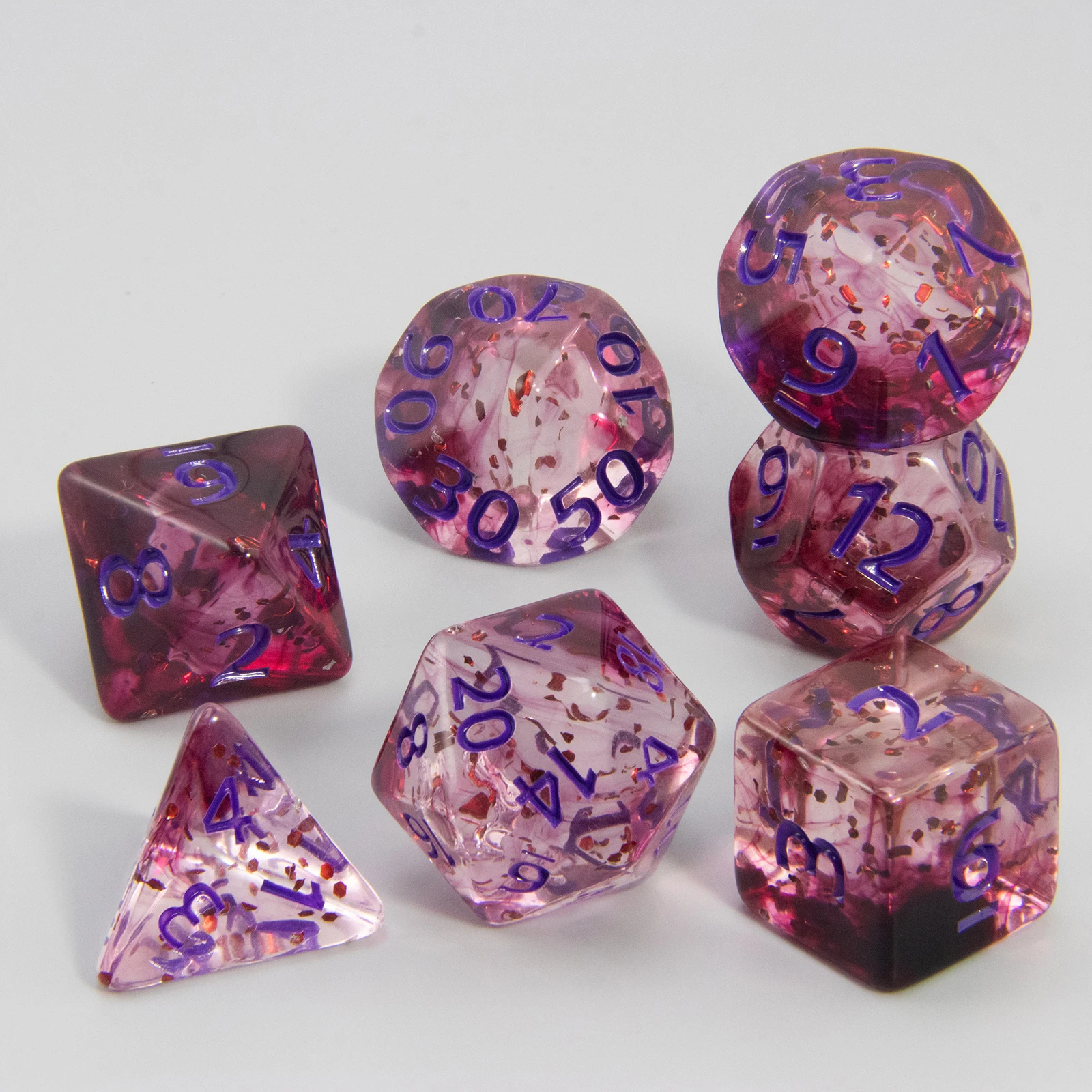 7pcs/Set Polyhedral Dice Set Nebula and Glitter Dice for DND D&D RPG Tabletop Roleplaying Table Games