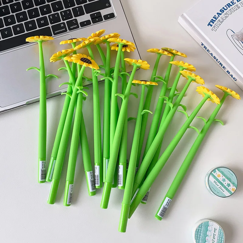 Student sunflower wobbly pen high-beauty value simulation flower silicone neutral pen creative desktop decoration flower signing