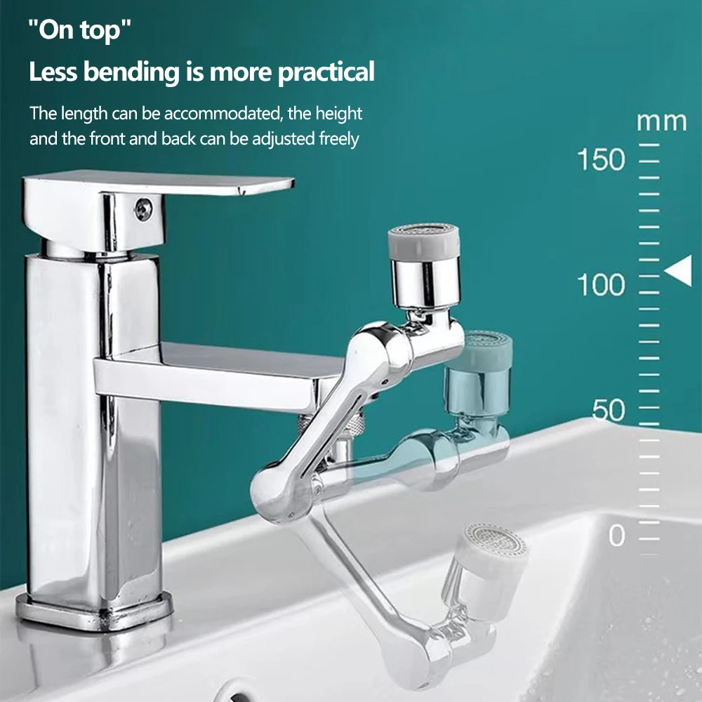 ABS plastic Universal 1080 °Swivel Robotic Arm Swivel Extension Faucet Aerator Kitchen Sink Faucet Extender 2Water Flow Mode