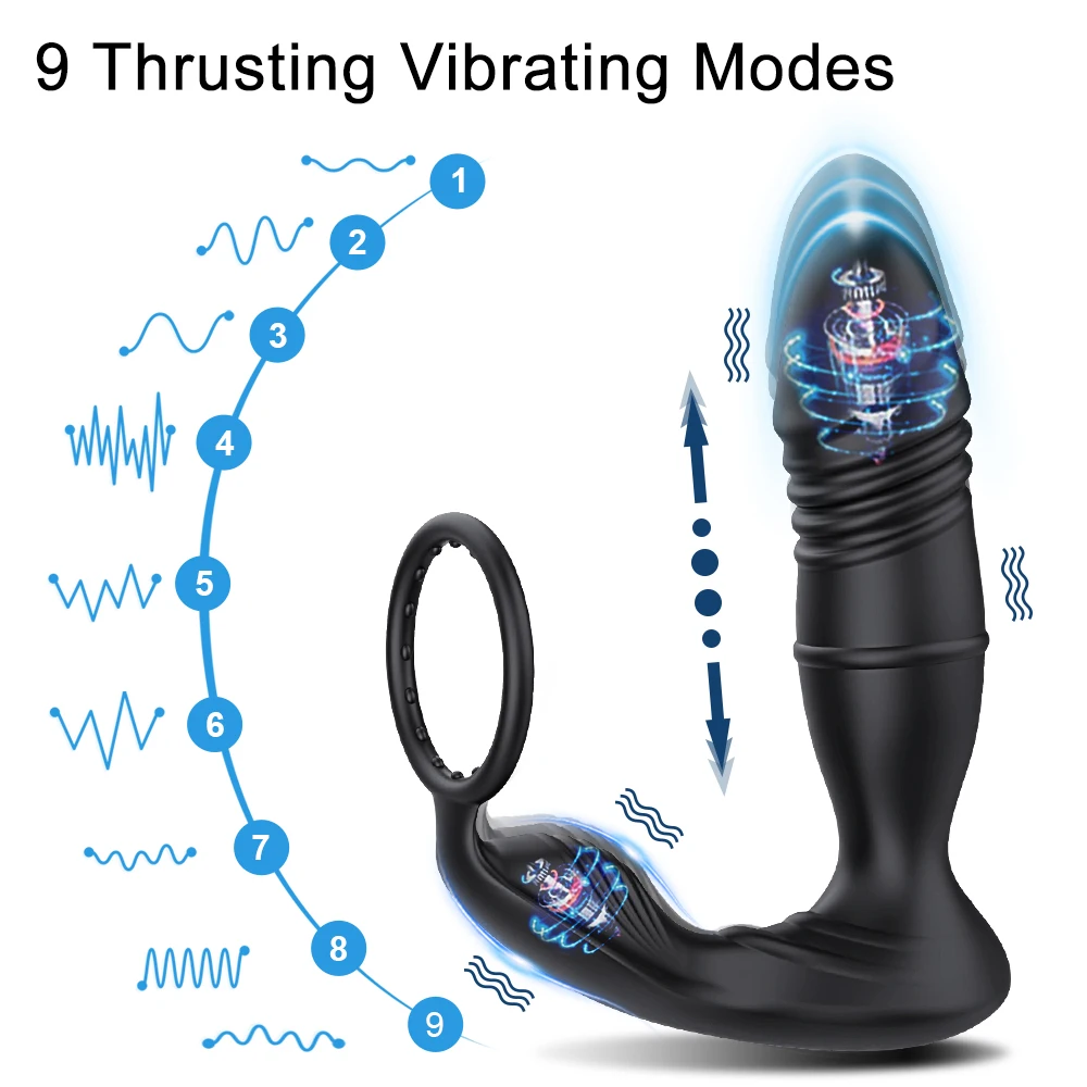 Male Thrusting Prostate Massager Bluetooth APP Vibrator for Men Gay Anal Plug Telescopic Vibrating Butt Plug Sex Toy for Couples