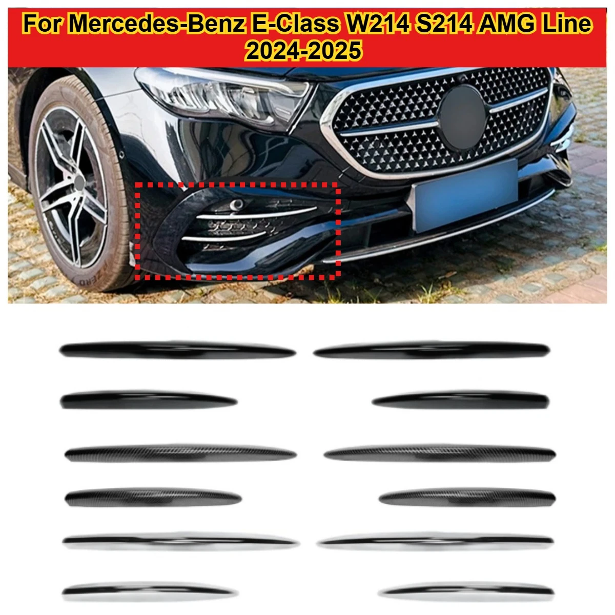 

Передний бампер, спойлер, сплиттер, решетка воздухозаборника, накладка для Mercedes-Benz E-Class W214 S214 AMG Line 2024-2025, Стайлинг автомобиля